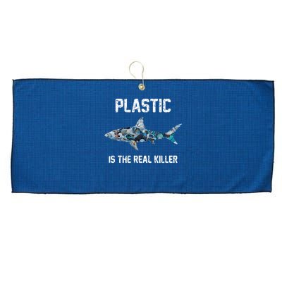 Funny Shark Plastic Is The Real Killer Large Microfiber Waffle Golf Towel