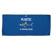 Funny Shark Plastic Is The Real Killer Large Microfiber Waffle Golf Towel