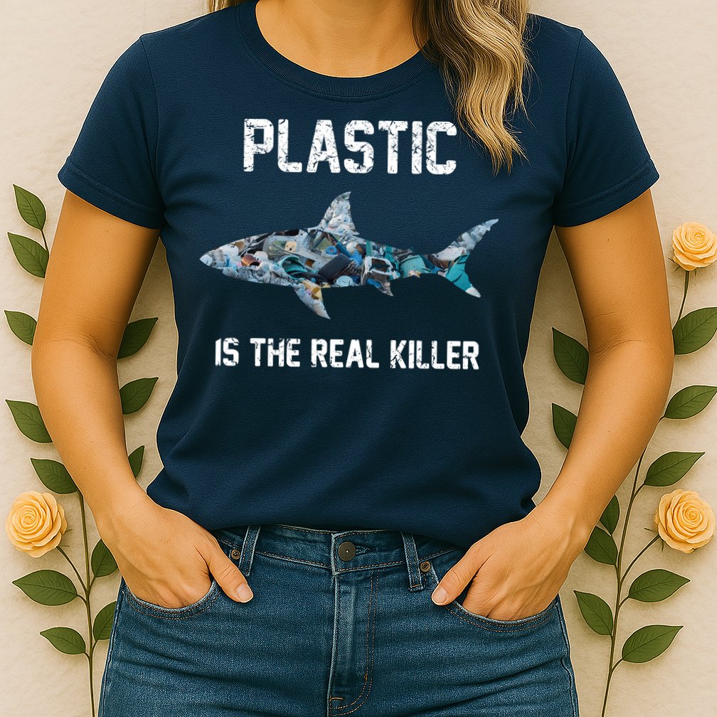 Funny Shark Plastic Is The Real Killer Womens T-Shirt