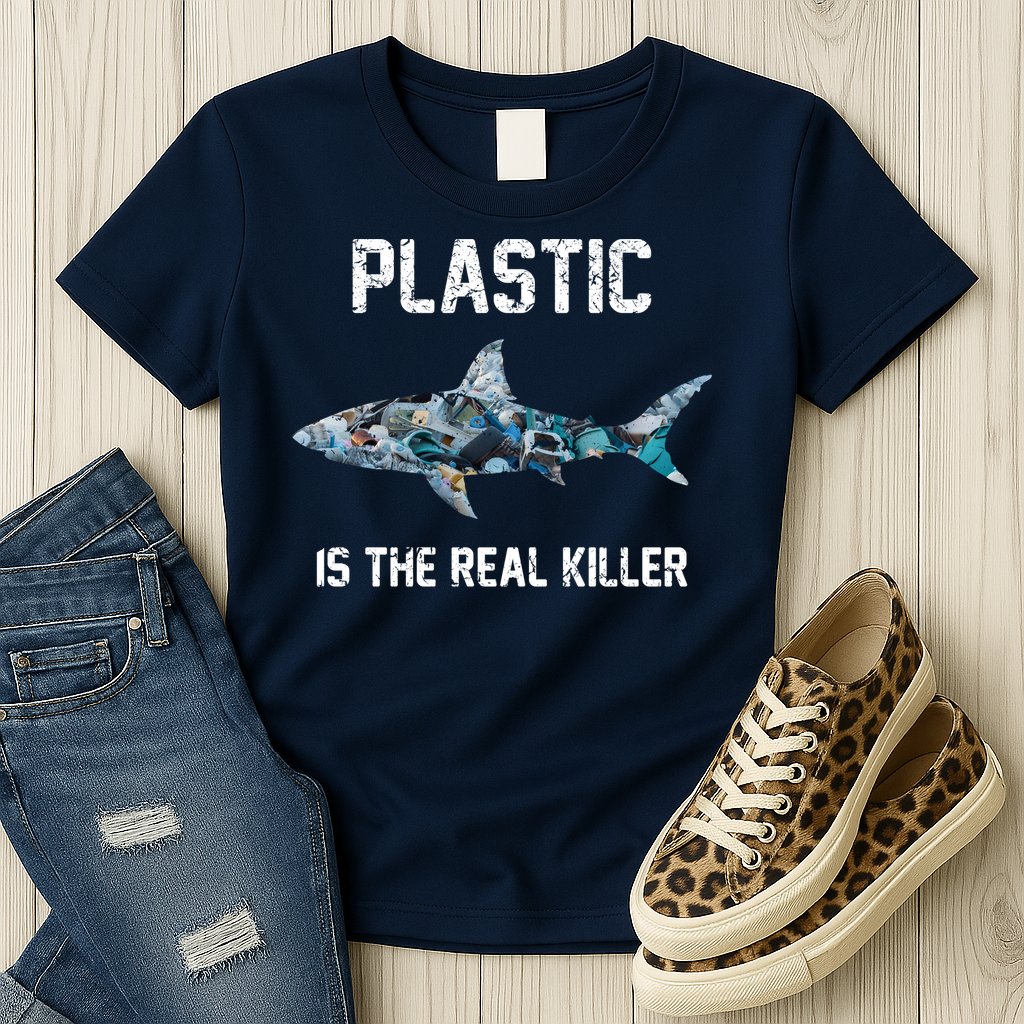 Funny Shark Plastic Is The Real Killer Womens T-Shirt