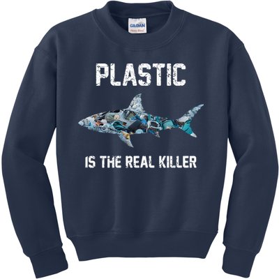 Funny Shark Plastic Is The Real Killer Kids Sweatshirt