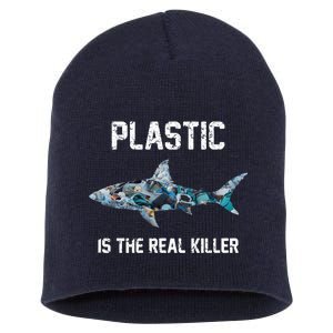 Funny Shark Plastic Is The Real Killer Short Acrylic Beanie