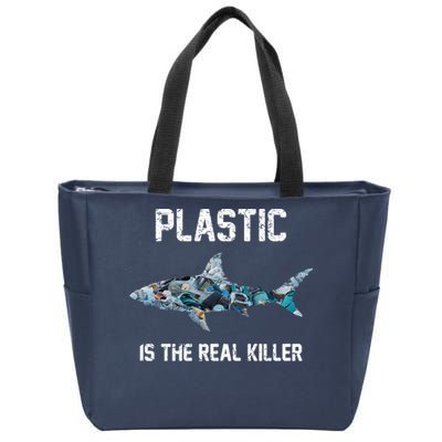 Funny Shark Plastic Is The Real Killer Zip Tote Bag