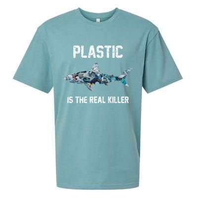 Funny Shark Plastic Is The Real Killer Sueded Cloud Jersey T-Shirt