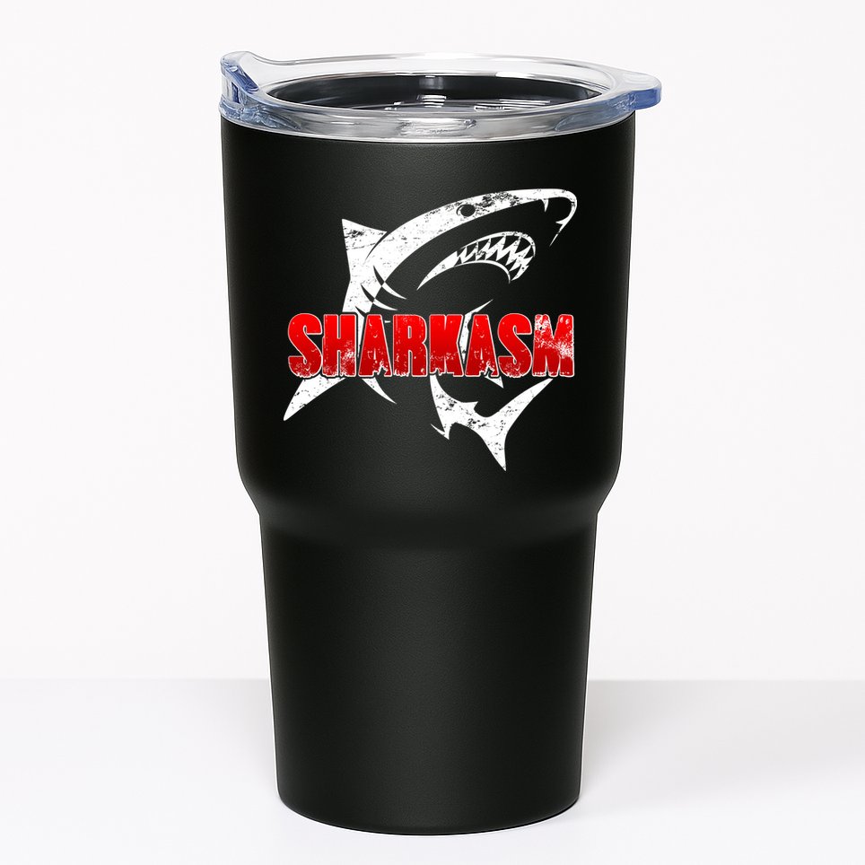Funny Sharkasm Shark Fan Tumbler