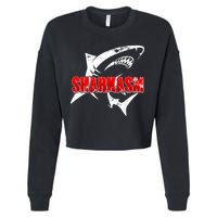 Funny Sharkasm Shark Fan Cropped Pullover Crew