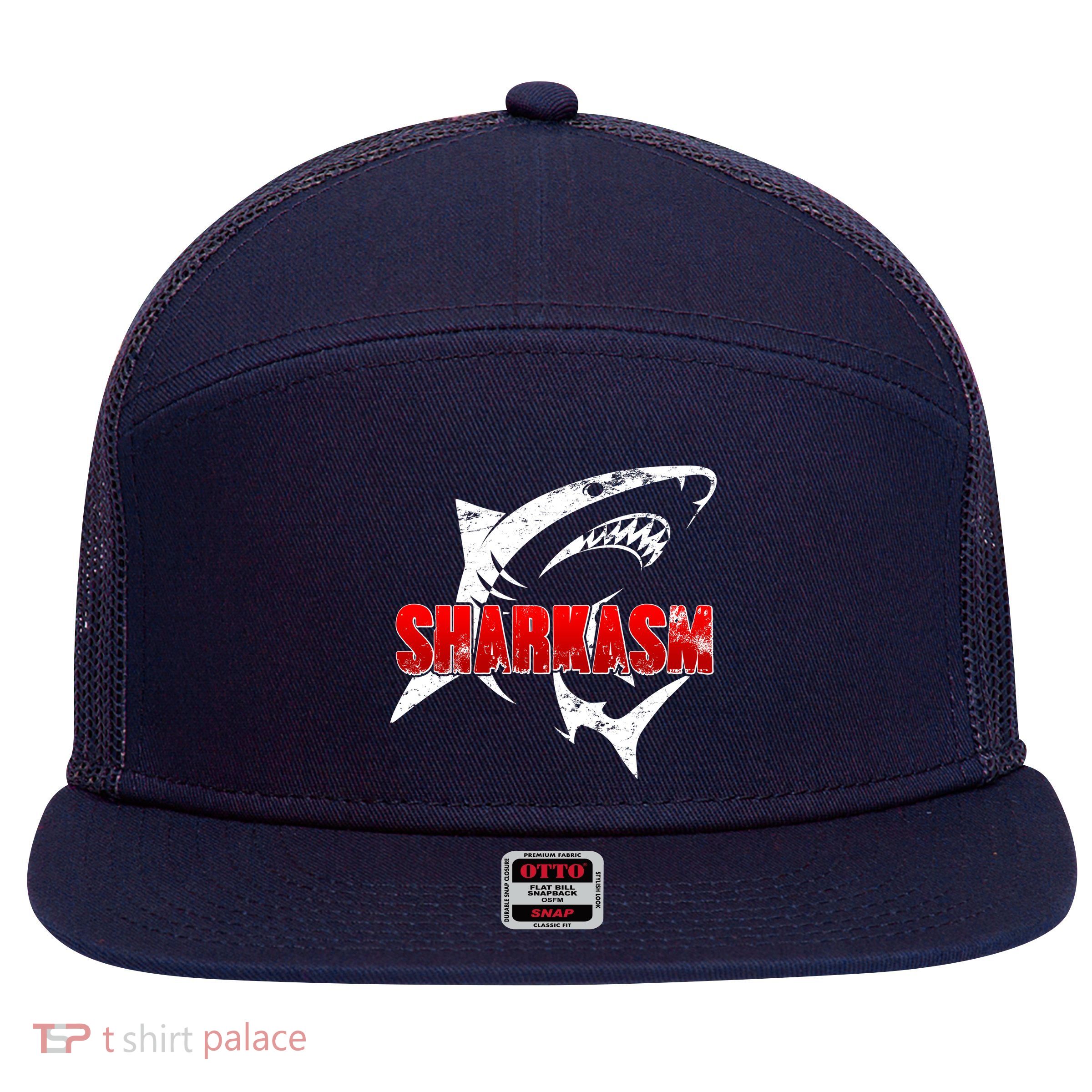 Funny Sharkasm Shark Fan 7 Panel Mesh Trucker Snapback Hat
