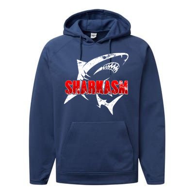 Funny Sharkasm Shark Fan Performance Fleece Hoodie