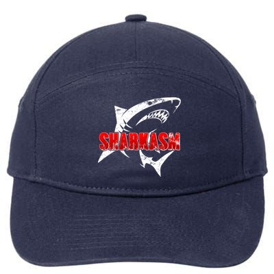 Funny Sharkasm Shark Fan 7-Panel Snapback Hat