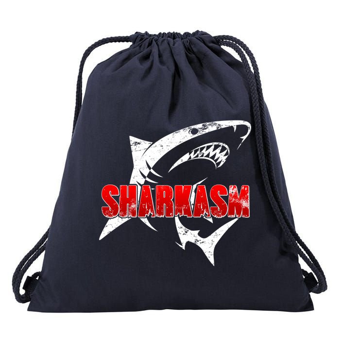 Funny Sharkasm Shark Fan Drawstring Bag