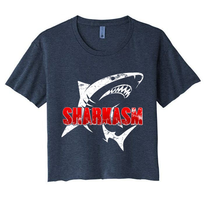 Funny Sharkasm Shark Fan Crop Top