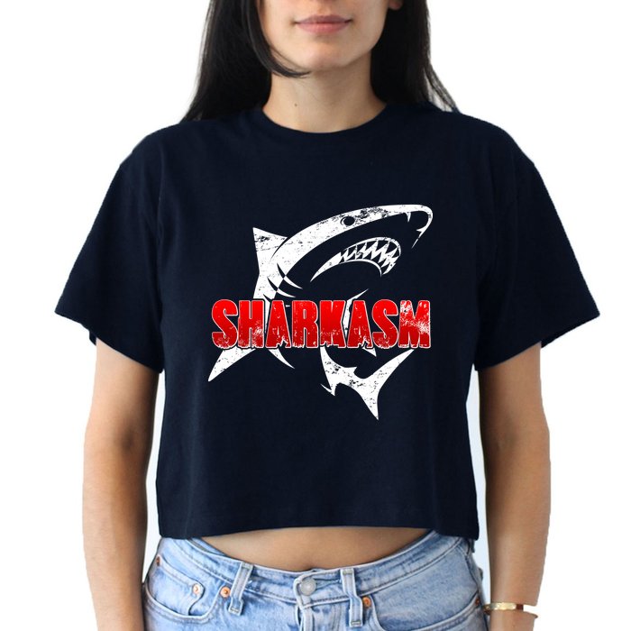 Funny Sharkasm Shark Fan Crop Top