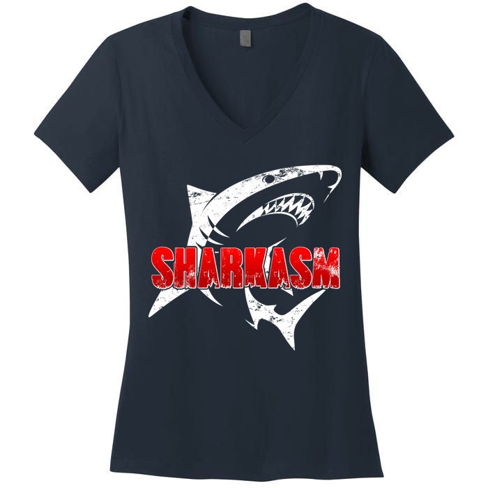 Funny Sharkasm Shark Fan Women's V-Neck T-Shirt