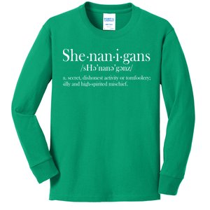 Funny Shenanigans Definition Kids Long Sleeve Shirt