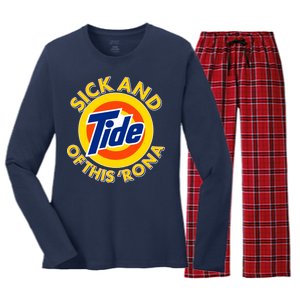 Funny Sick And Tide Of This 'Rona Women's Long Sleeve Flannel Pajama Set 