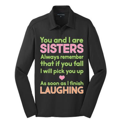 Funny Sisters Laughing Silk Touch Performance Long Sleeve Polo