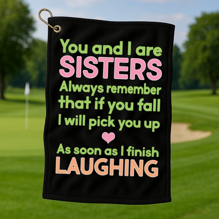 Funny Sisters Laughing Golf Towel