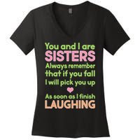 Funny Sisters Laughing Women's V-Neck T-Shirt