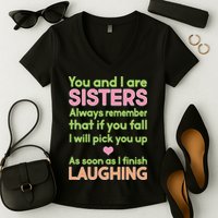 Funny Sisters Laughing Women's V-Neck T-Shirt