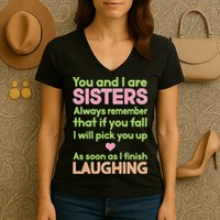 Funny Sisters Laughing Women's V-Neck T-Shirt