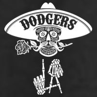 Funny Skull Dodgers 7 Panel Mesh Trucker Snapback Hat