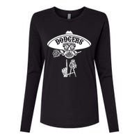 Funny Skull Dodgers Womens Cotton Relaxed Long Sleeve T-Shirt