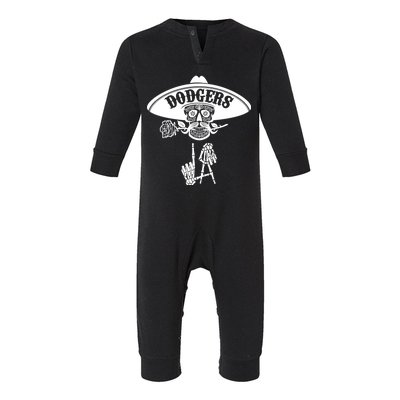 Funny Skull Dodgers Infant Fleece One Piece