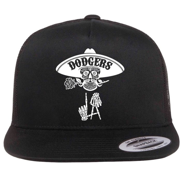 Funny Skull Dodgers Flat Bill Trucker Hat