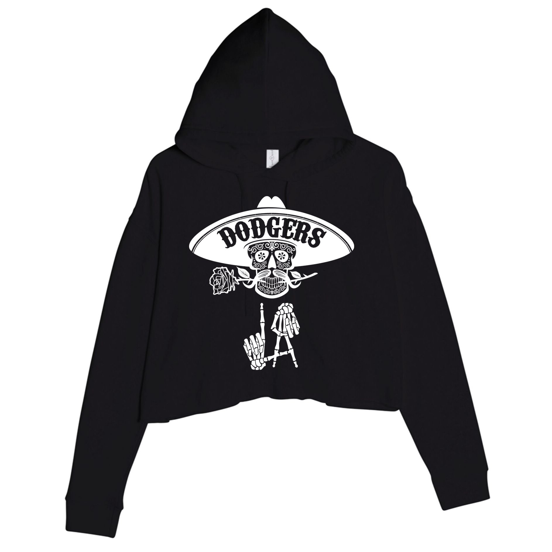 Funny Skull Dodgers Crop Fleece Hoodie