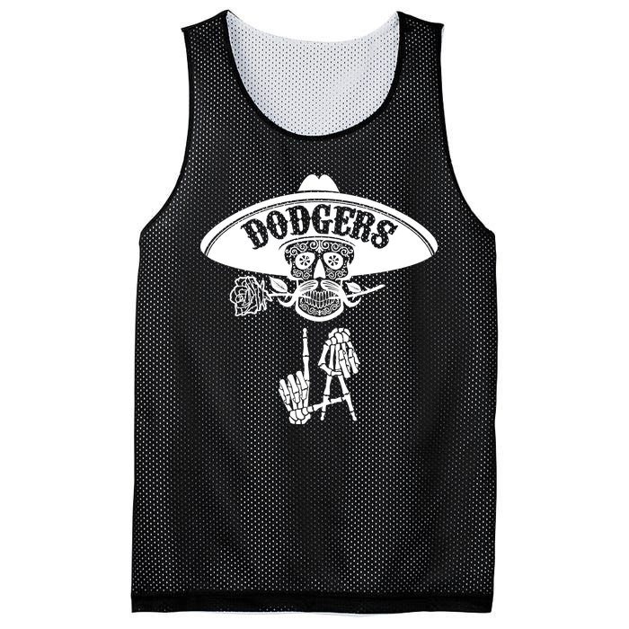 Funny Skull Dodgers Mesh Reversible Basketball Jersey Tank