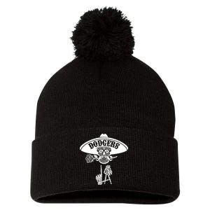 Funny Skull Dodgers Pom Pom 12in Knit Beanie