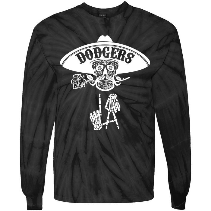 Funny Skull Dodgers Tie-Dye Long Sleeve Shirt