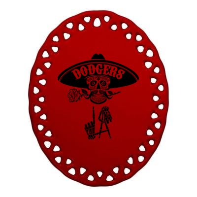 Funny Skull Dodgers Ceramic Oval Ornament