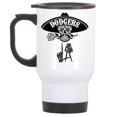 Funny Skull Dodgers Stainless Steel Travel Mug