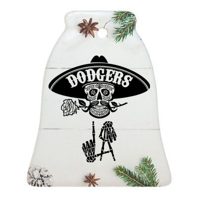 Funny Skull Dodgers Ceramic Bell Ornament