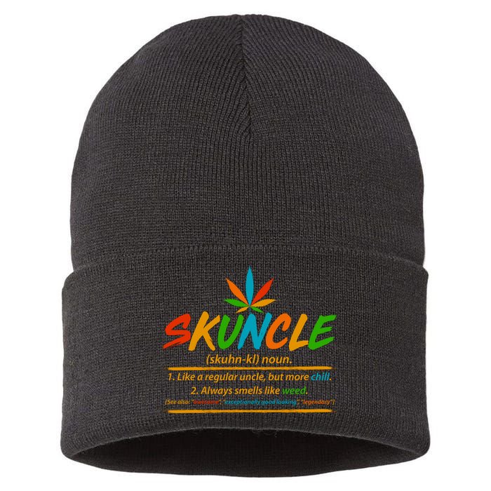 Funny Skuncle Definition Like A Regular Uncle Sustainable Knit Beanie