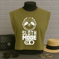 Funny Sloth Mode On Garment-Dyed Women's Muscle Tee