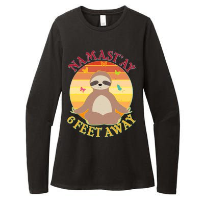 Funny Sloth Namast'ay 6 Feet Away Womens CVC Long Sleeve Shirt