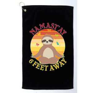 Funny Sloth Namast'ay 6 Feet Away Platinum Collection Golf Towel