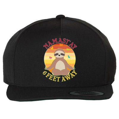 Funny Sloth Namast'ay 6 Feet Away Wool Snapback Cap