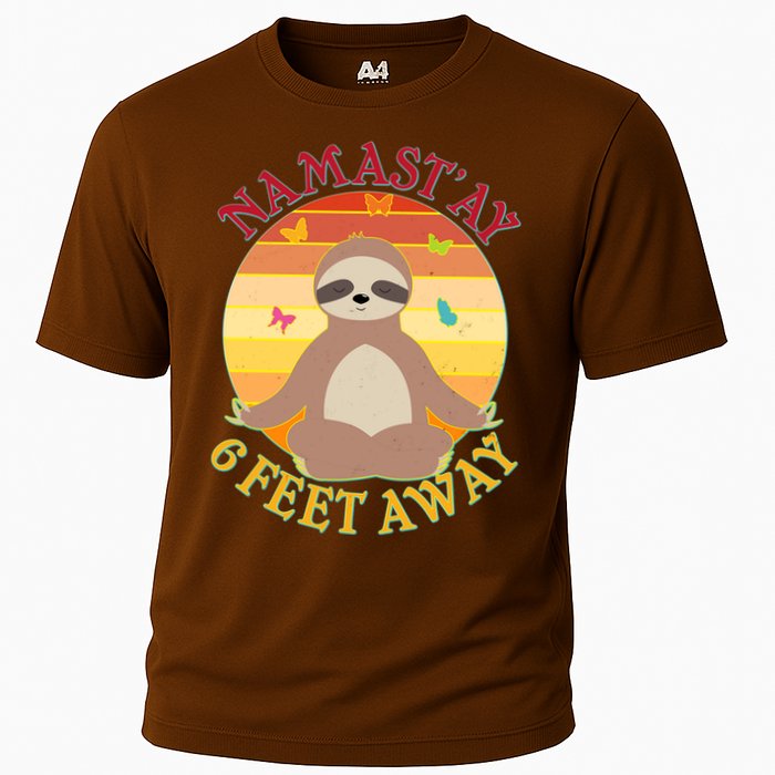 Funny Sloth Namast'ay 6 Feet Away Cooling Performance Crew T-Shirt