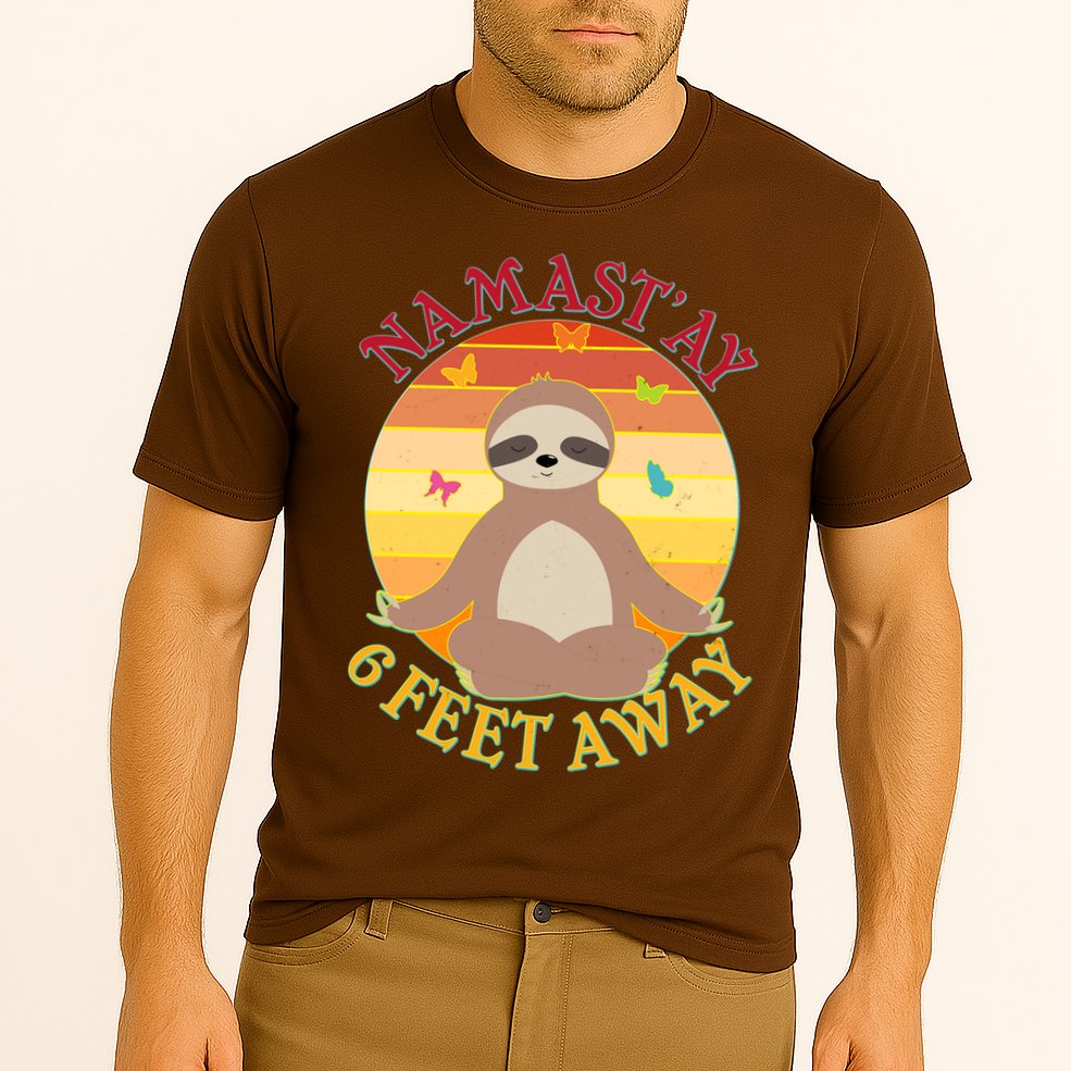 Funny Sloth Namast'ay 6 Feet Away Cooling Performance Crew T-Shirt