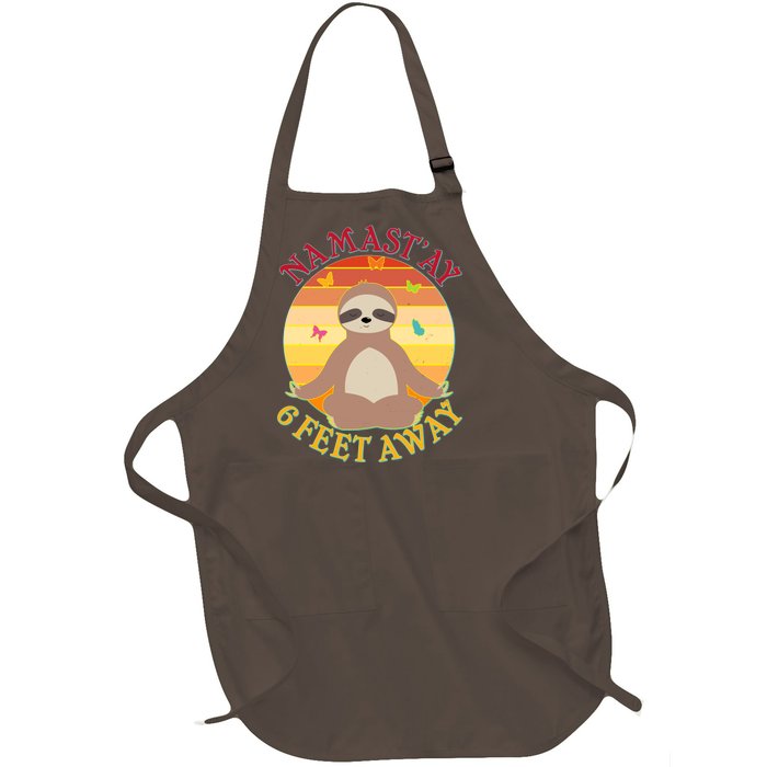 Funny Sloth Namast'ay 6 Feet Away Full-Length Apron With Pockets