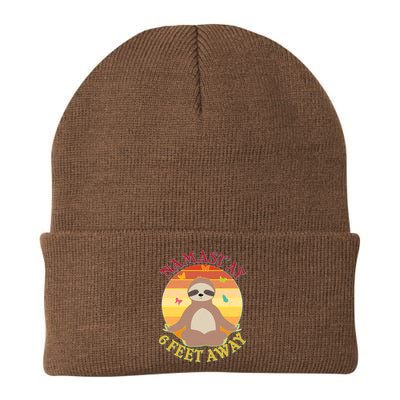 Funny Sloth Namast'ay 6 Feet Away Knit Cap Winter Beanie