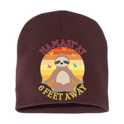 Funny Sloth Namast'ay 6 Feet Away Short Acrylic Beanie