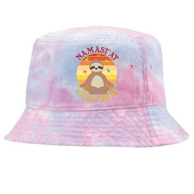 Funny Sloth Namast'ay 6 Feet Away Tie-Dyed Bucket Hat