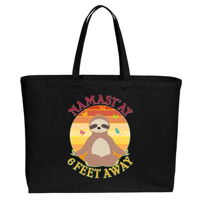 Funny Sloth Namast'ay 6 Feet Away Cotton Canvas Jumbo Tote