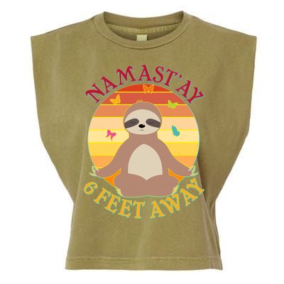 Funny Sloth Namast'ay 6 Feet Away Garment-Dyed Women's Muscle Tee