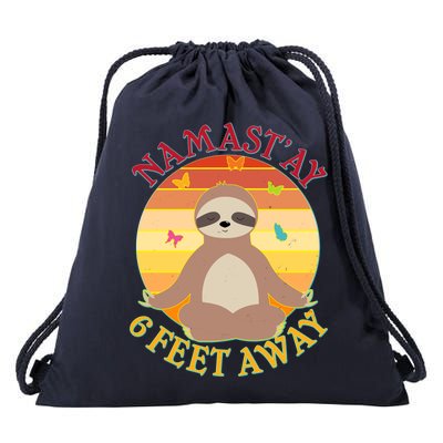 Funny Sloth Namast'ay 6 Feet Away Drawstring Bag