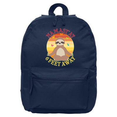 Funny Sloth Namast'ay 6 Feet Away 16 in Basic Backpack